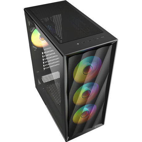 Obudowa Sharkoon VK4 ARGB Midi Tower (czarna | 2x USB-A | RGB | szkło hartowane)