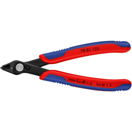 Knipex Electronic Super Knips 78 81 125 szczypce dla elektroników (czerwony niebieski, połączenie za pomocą nitu ze stali nierdzewnej, zacisk drutowy)
