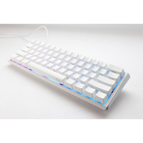 Ducky one 3 klasyczna, czysta biała klawiatura mechaniczna mini rgb (biała, układ amerykański (qwerty), wiśnia mx czerwona, 60%, dioda rgb, podwójny strzał pbt, możliwość wymiany podczas pracy, mechanika szarlatana)