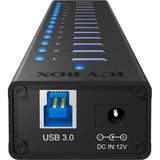 Icy box ib-ac6113 koncentrator USB (czarny, 13x USB 3.0, 1x port ładowania USB)