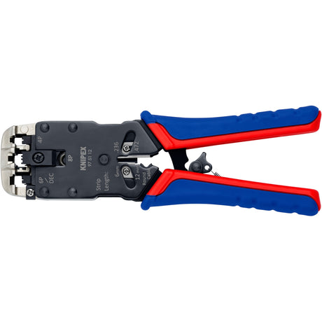 Szczypce do zaciskania Knipex 97 51 12 sb (niebiesko-czerwone, RJ-10, RJ-11 12 i RJ-45)