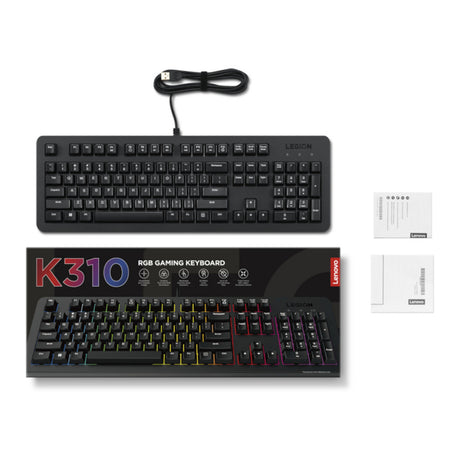 Klawiatura do gier Lenovo legion k310 rgb (czarna, układ us (qwerty), membrana, 100%, przełącznik membranowy, rgb, usb)