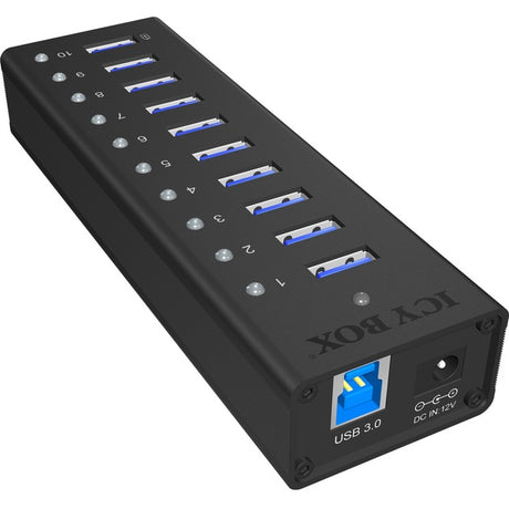 Icy box ib-ac6110 koncentrator USB (czarny, 10x porty USB 3.0)
