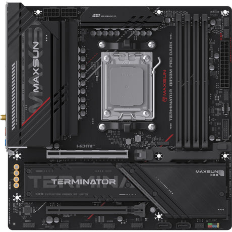 Płyta główna Maxsun MS-Terminator B850M Pro Dark WiFi Socket AM5 (czarna, RAID, 2,5 GB-LAN, WLAN, BT, dźwięk, µATX)