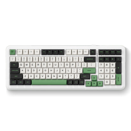 Mchose K99 Emerald Green Hiacynt Bezprzewodowa mechaniczna klawiatura RGB z uszczelką do montażu (biała, układ amerykański (Qwerty), KTT Hiacynt, RGB, Hot Swap, Double-Shot PBT, bezprzewodowa | Bluetooth | USB-C)