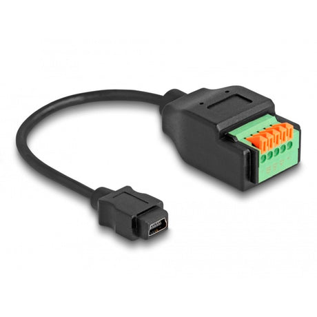 Delock Adapter USB 2.0, złącze USB 2.0 typu mini-B, żeńskie > 5-pinowa kostka zaciskowa (czarna, 15cm)