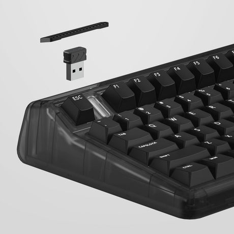 Bezprzewodowa klawiatura mechaniczna Iqunix og80 ciemna strona (czarna, układ amerykański (qwerty), gateron czerwony, 80% (tkl), diody rgb, możliwość wymiany podczas pracy, pbt, 2,4 GHz | bluetooth 5.1 | usb-c)