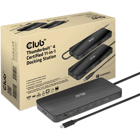 Certyfikowana stacja dokująca 11 w 1 Club 3D Thunderbolt 4 (czarna)