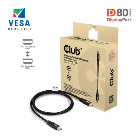 Dwukierunkowy kabel Club 3D Mini DisplayPort do Mini DisplayPort DP80 (czarny, 1 metr, certyfikat Vesa)