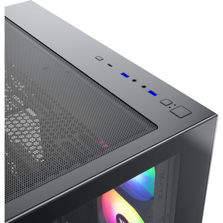 Xyz pc gear tesseract x obudowa midi tower (czarna | 2x USB-A | 1x USB-C | szkło hartowane)