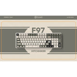 Bezprzewodowa klawiatura mechaniczna Iqunix F97 hitchhiker (szara, układ amerykański (qwerty), wiśniowy mx brązowy, 96%, diody rgb, hot-swap, pbt, 2,4 ghz | bluetooth 5.1 | usb-c)