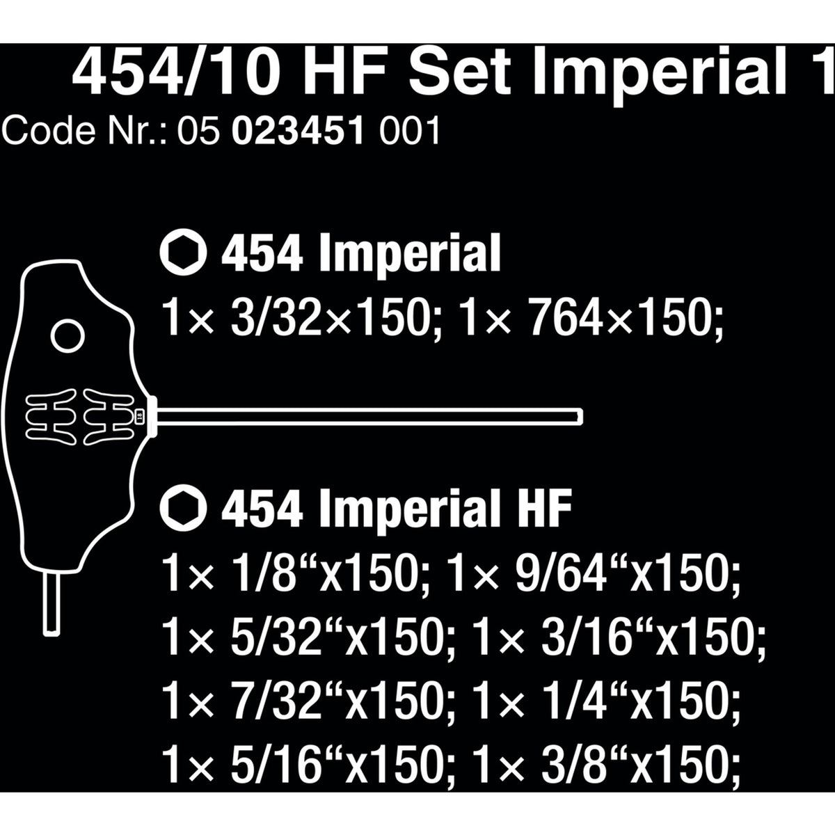 Wera 454 10 hf zestaw imperial 1 zestaw kluczy L z uchwytem T hex-plus (czarno-zielony, z funkcją przytrzymywania, kciuki, 10 sztuk)