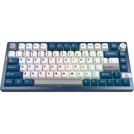 Klawiatura mechaniczna Montech mkey pro Freedom rgb (ciemnoniebieski, układ amerykański (qwerty), gateron g pro żółty, 75%, hot-swap, rgb, double-shot pbt, usb-c | 2,4 ghz | bluetooth 5.2)