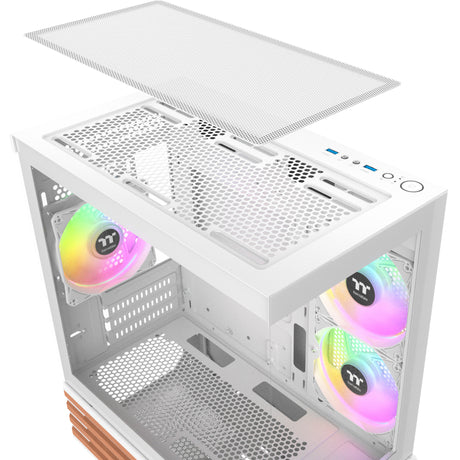 Obudowa mini tower Thermaltake View 170 ws argb (biały kolor drewna | 2x usb-a | rgb | szkło hartowane)