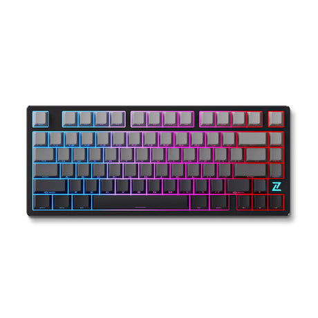 Mchose Z75s góry gradientowa płomienna pomarańcza metalowa pokrywa górna bezprzewodowa mechaniczna klawiatura rgb (czarna, układ amerykański (qwerty), ttc płomień pomarańczowy, 75%, rgb, hot swap, grawerowany z boku pbt, bezprzewodowy | bluetooth | usb-c)