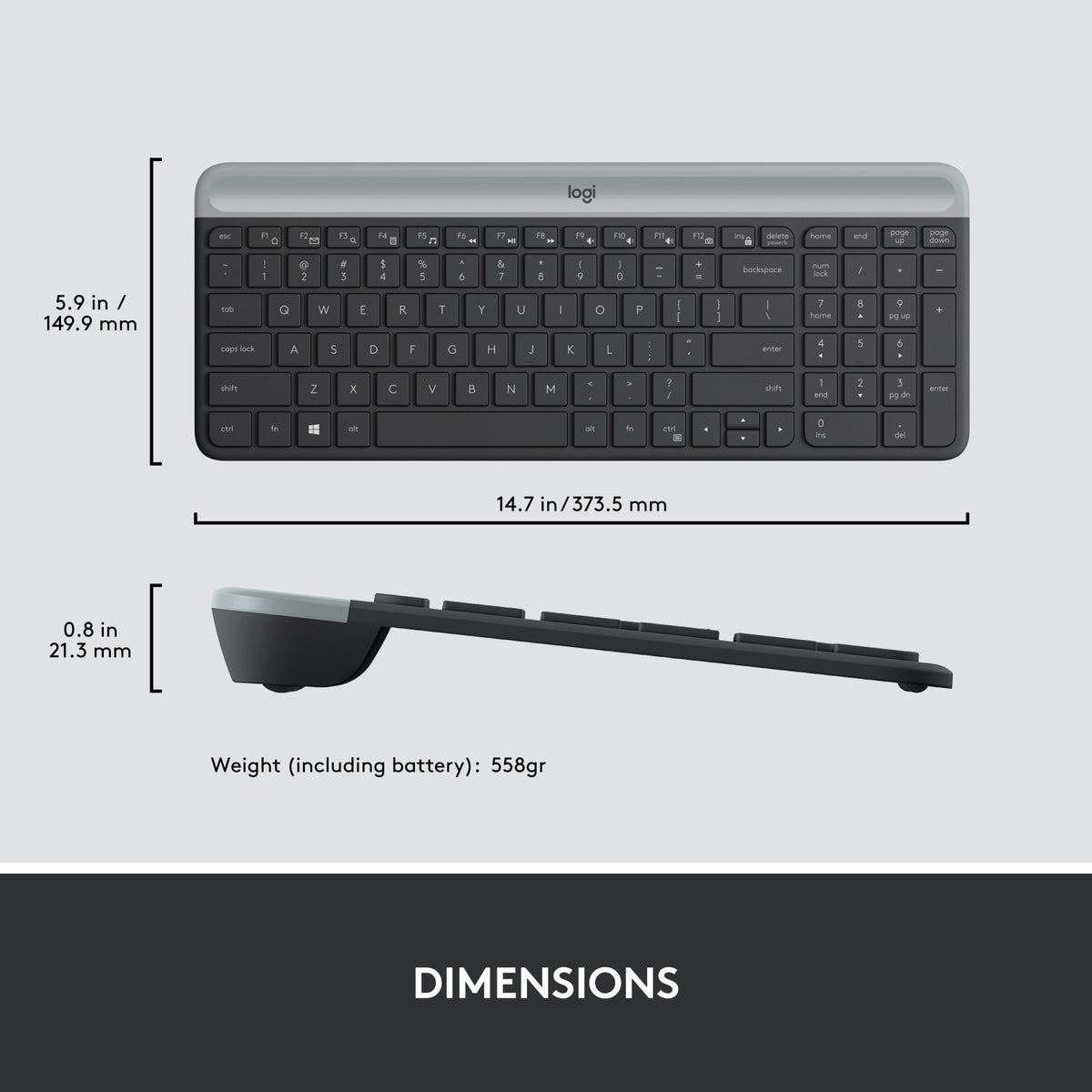 Zestaw bezprzewodowy Logitech mk470 slim (czarny, układ US-International (QWERTY), przełączniki nożycowe, 100%, 1000 dpi)