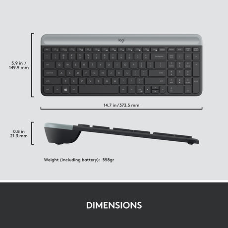 Zestaw bezprzewodowy Logitech mk470 slim (czarny, układ US-International (QWERTY), przełączniki nożycowe, 100%, 1000 dpi)