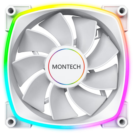 Wentylator obudowy Montech rx140 pwm rgb (biały, 140 x 25 x 140 mm, 3-pin argb)
