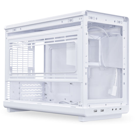 Lian li a3-matx biała (edycja drewniana) obudowa midi tower (biały kolor drewna | 2x USB-A | 1x USB-C | szkło hartowane)