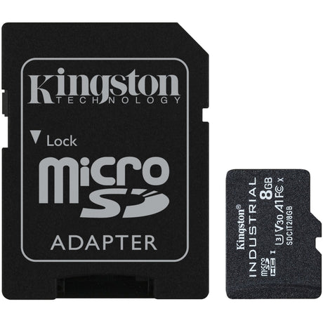 Przemysłowa karta pamięci Kingston microSDHC 8 GB (czarna, w zestawie adapter SD, klasa 10, UHS-I, U3, V30, A1)