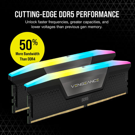 Corsair Vengeance RGB 32 GB DDR5-6000 (2x 16 GB) RAM (czarny, cmh32gx5m2b6000c30, xmp 3.0)