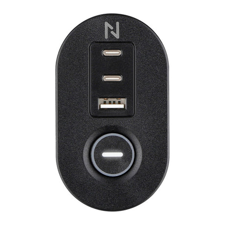 Gniazdo biurkowe Neomounts DS22-840BL6 z zaciskiem i portami USB-C i USB-A - listwa zasilająca z szybkim ładowaniem (czarna)