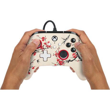 Kontroler Powera Advantage z kablem do konsoli Xbox x|s - nirwana wojownika (magnolia white, xbox series x|s, xbox one, PC)