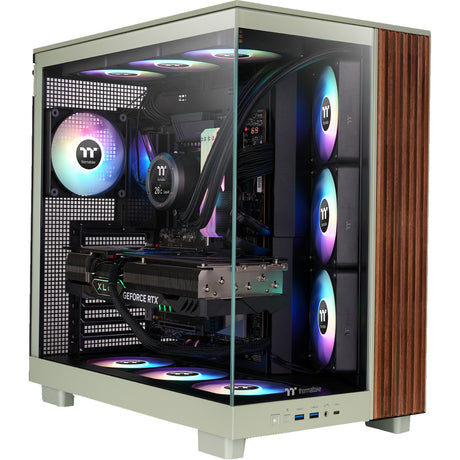 Obudowa Thermaltake View 380 XL WS ARGB MIDI Tower (jasnozielony kolor drewna | 2x USB-A | 1x USB-C | RGB | szkło hartowane)