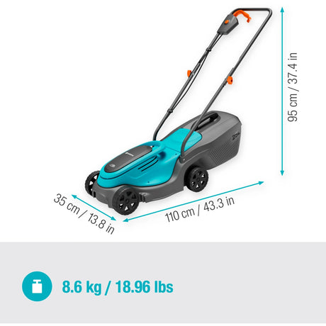 Gardena powermax 30 18v p4a czytaj akumulator do kosiarki w komplecie. ładowarka 18 v szerokość cięcia max. 300 mm