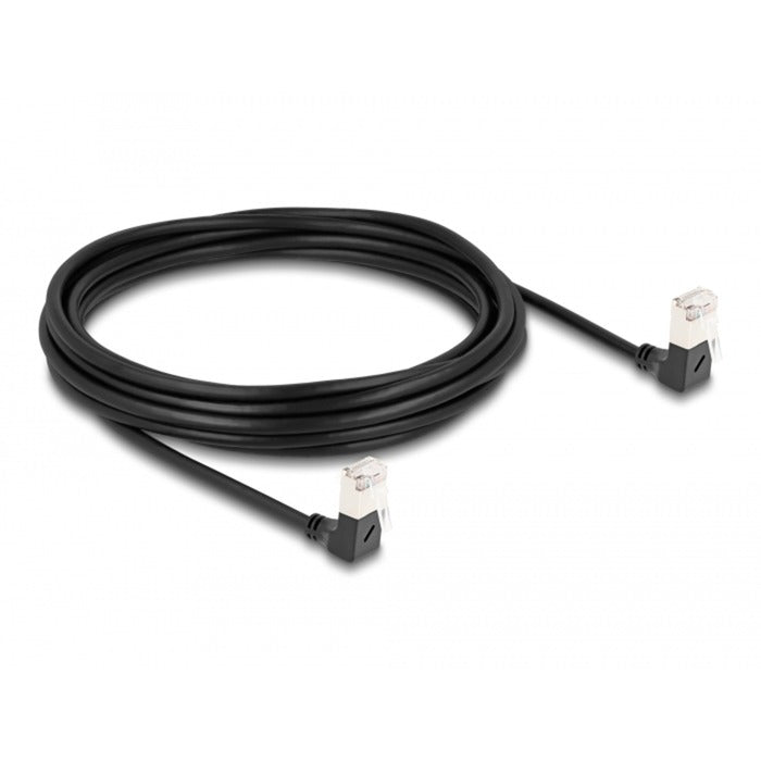 Delock Kabel sieciowy rj45 kat.6a s ftp slim 90° w dół, wygięty w dół, kabel 5 m (czarny)
