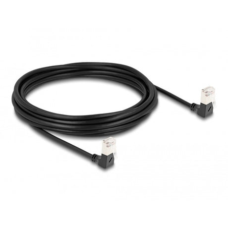 Delock Kabel sieciowy rj45 kat.6a s ftp slim 90° w dół, wygięty w dół, kabel 5 m (czarny)