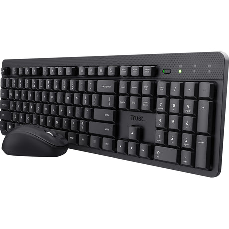 Zestaw stacjonarny z bezprzewodową klawiaturą i myszą Trust Ody II Silent (czarny, układ US (QWERTY), membrana, 100%, 800 dpi - 1600 dpi)