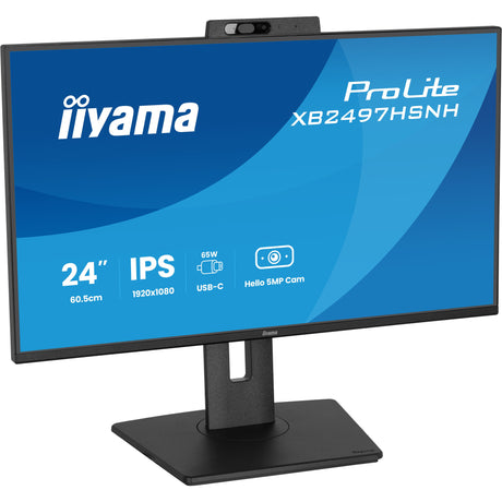 Monitor Iiyama prolite xb2497hsnh-b1 23.8 (czarny, hdmi, displayport, lan, audio, usb-c, kamerka internetowa)