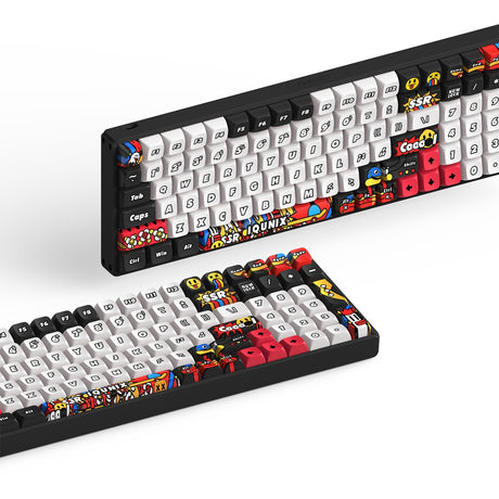 Bezprzewodowa klawiatura mechaniczna Iqunix f97 graffiti diary (czarna, układ amerykański (qwerty), wiśniowy mx brązowy, 96%, diody rgb, możliwość wymiany podczas pracy, pbt, 2,4 GHz | bluetooth 5.1 | usb-c)