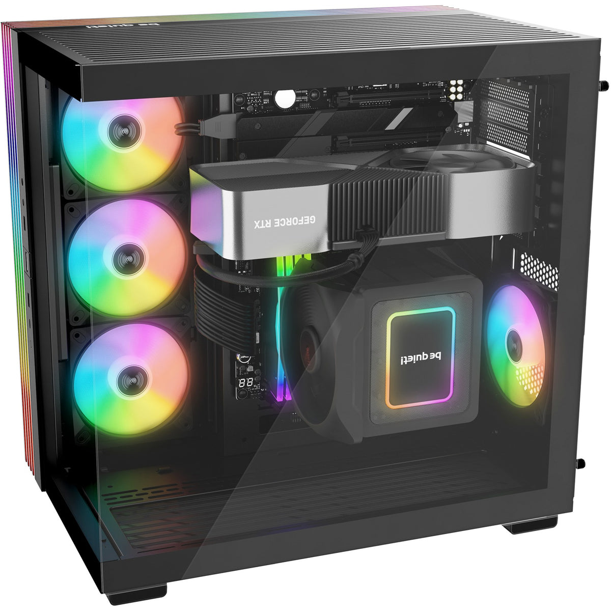 Bądź cicho! podstawa świetlna 600 dx obudowa midi tower (czarna | 2x USB-A | 1x USB-C | RGB | okienko)