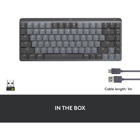Mechaniczna mini klawiatura Logitech MX (czarna, układ międzynarodowy (QWERTY), dotykowa GL, 80% (TKL), Bluetooth)