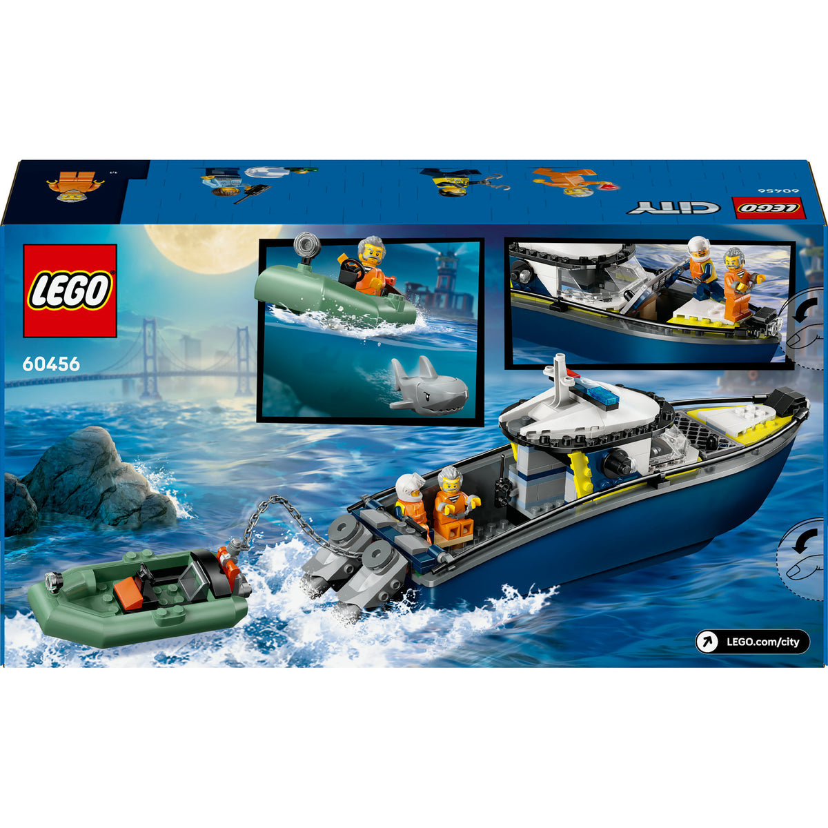 Lego ® pościg miejski z łodzią policyjną, naprawdę pływa - 60456