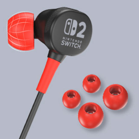 Przewodowe słuchawki douszne Powera do Nintendo Switch 2 douszne (czarno-czerwone, Nintendo Switch 2, Nintendo Switch, Nintendo Switch - model OLED, Nintendo Switch Lite)