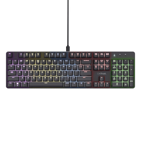 Mechaniczna klawiatura do gier Trust GXT 871 Zora (czarna, układ US (QWERTY), Huano Red, 100%, RGB)