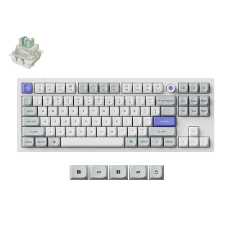 Keychron q3 he 8k klawiatura z przełącznikiem magnetycznym (biała, układ amerykański (qwerty), ultraszybka wapna, 80% (tkl), rgb, hot swap, 8k)