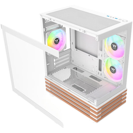 Obudowa mini tower Thermaltake View 170 ws argb (biały kolor drewna | 2x usb-a | rgb | szkło hartowane)