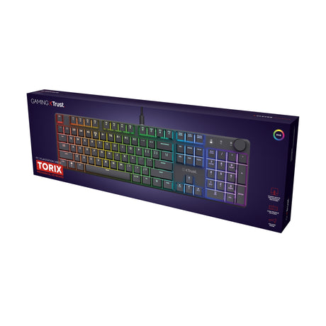 Mechaniczna klawiatura do gier Trust GXT 866 Torix (czarna, układ US (QWERTY), Huano Red, 100%, RGB)