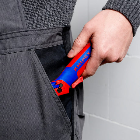 Nóż do kabli Knipex ze stopką przesuwną (czerwony niebieski)