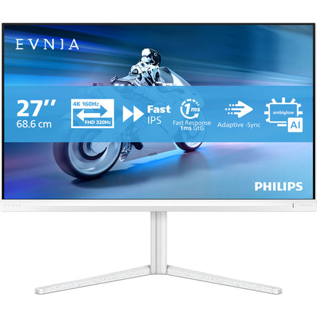 Monitor do gier Philips Evnia 27m2n5901a 27 4k UHD (biały, 2x HDMI, Display Port, 2x USB-A, USB-B, USB-C, 160 Hz 320 Hz)