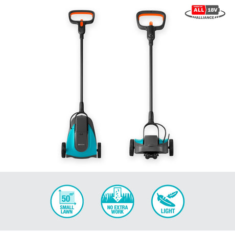 Zestaw kosiarki Gardena Handmower 22 18v p4a (szary turkusowy, 14620-20, akumulator w zestawie)
