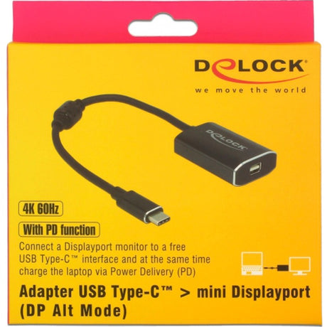 Delock USB-C (męski) > mini display port (żeński) z adapterem funkcji PD (ciemnoszary, 0,2 m)