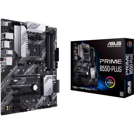 Płyta główna Asus Prime B550-Plus z gniazdem AM4 (czarno-srebrna, RAID, GB-LAN, dźwięk, ATX)