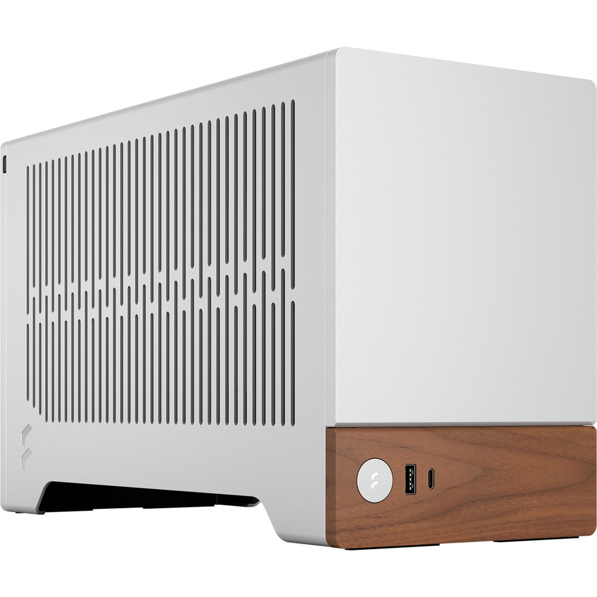 Obudowa mini tower w stylu Fractal (srebrny kolor drewna | 1x USB-A | 1x USB-C)