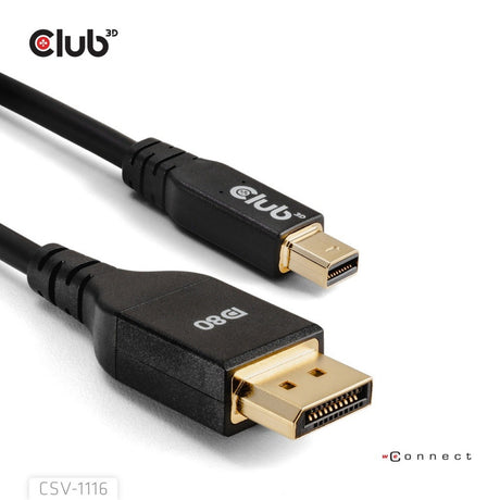 Dwukierunkowy adapter Club 3D Mini DisplayPort na DisplayPort DP80 (czarny, 1 metr, certyfikat Vesa)
