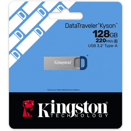 Kingston datatraveler kyson usb flash drive 128 gb usb-stick (zilver blauw, usb-a 3.2 (5 gbit s))